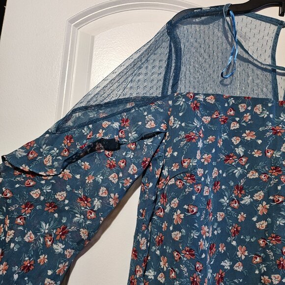 NWT Francesca's Collections Women's Floral Printed Mesh Top Midi Dress in Medium - Picture 2 of 9